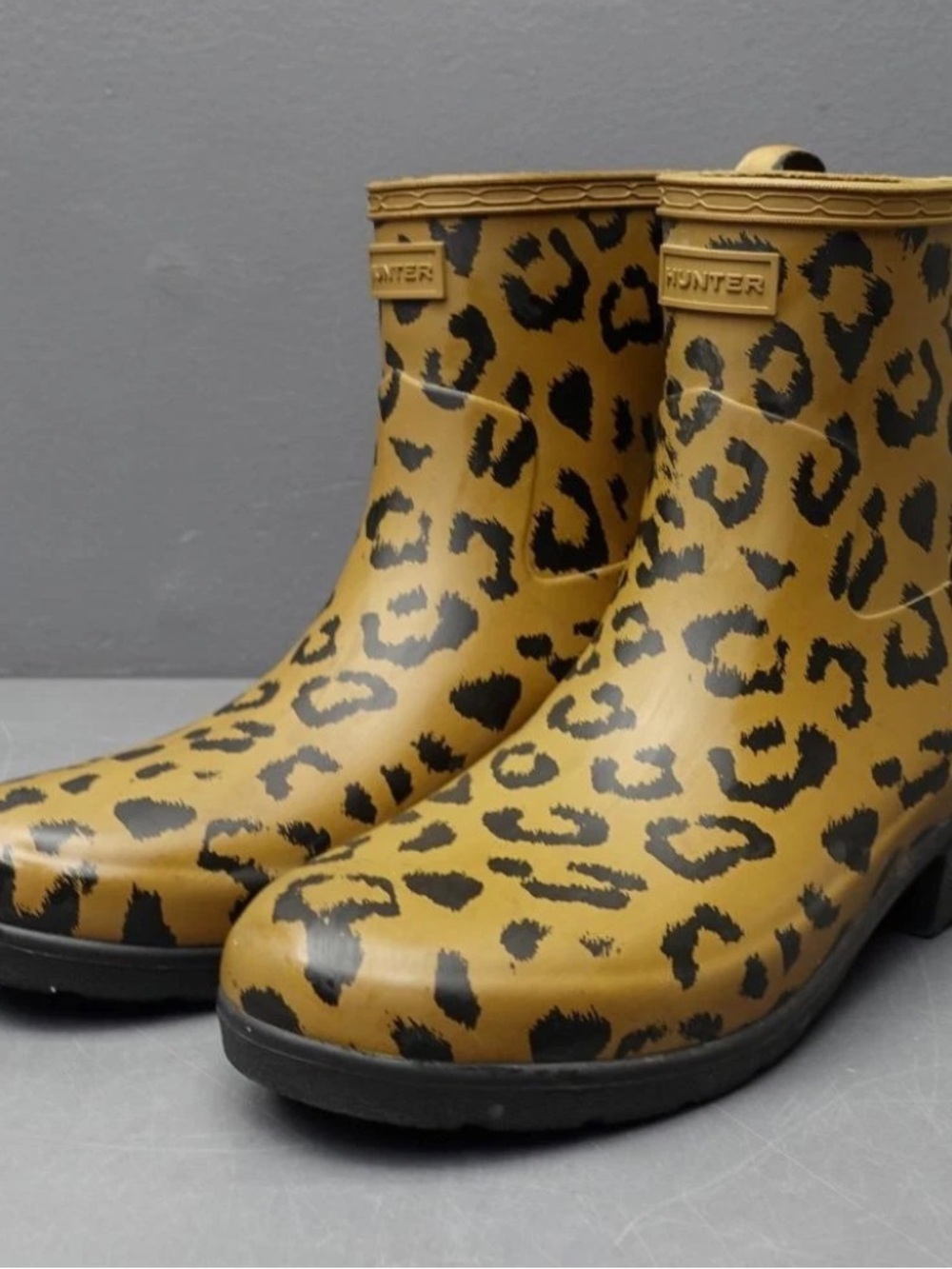Hunter Leopard-Print Rain Ankle Boots